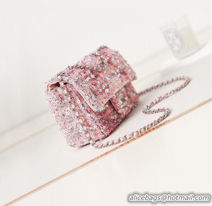 Super Quality Chanel 23C Sequins CF Shoulder Bag AS3965 Pink