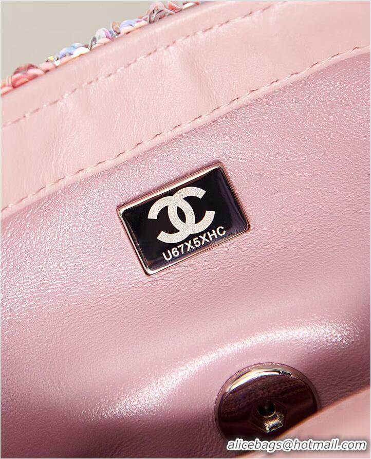 Super Quality Chanel 23C Sequins CF Shoulder Bag AS3965 Pink