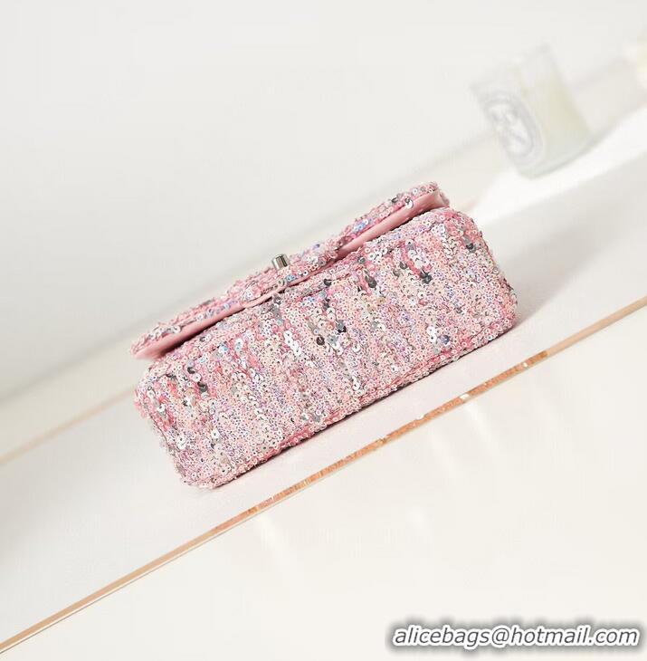 Super Quality Chanel 23C Sequins CF Shoulder Bag AS3965 Pink