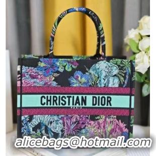 Grade Design MEDIUM DIOR BOOK TOTE Blue Multicolor Toile de Jouy Voyage Embroidery M1296ZEU