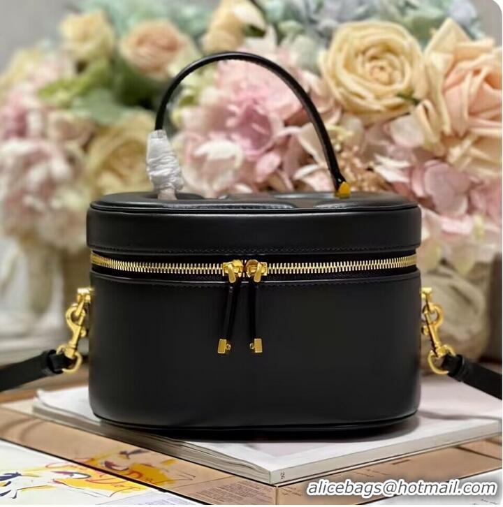 Top Quality SMALL CD SIGNATURE VANITY CASE Calfskin with Embossed CD Signature S2203UMFV Black