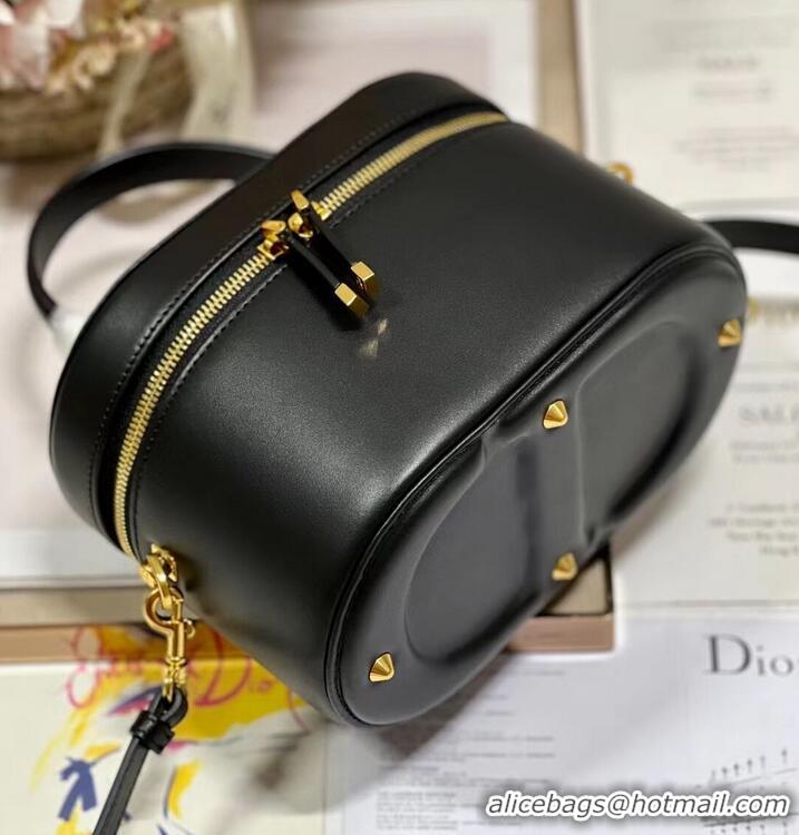 Top Quality SMALL CD SIGNATURE VANITY CASE Calfskin with Embossed CD Signature S2203UMFV Black