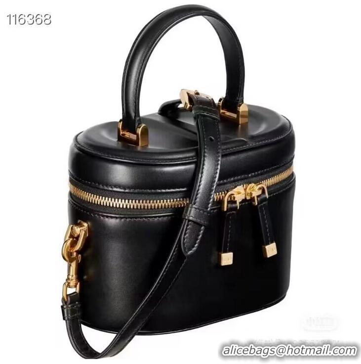 Top Quality SMALL CD SIGNATURE VANITY CASE Calfskin with Embossed CD Signature S2203UMFV Black