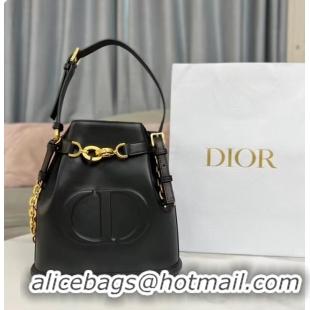 Pretty Style MEDIUM CEST DIOR BAG CD-Embossed Calfskin M2271UBHA black