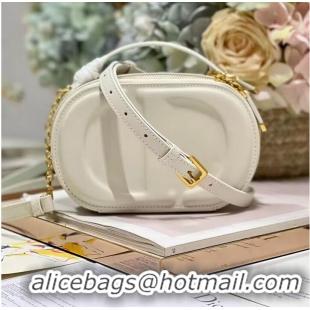 Top Quality CD SIGNATURE OVAL CAMERA BAG Calfskin with Embossed CD Signature S2201UMFV Latte