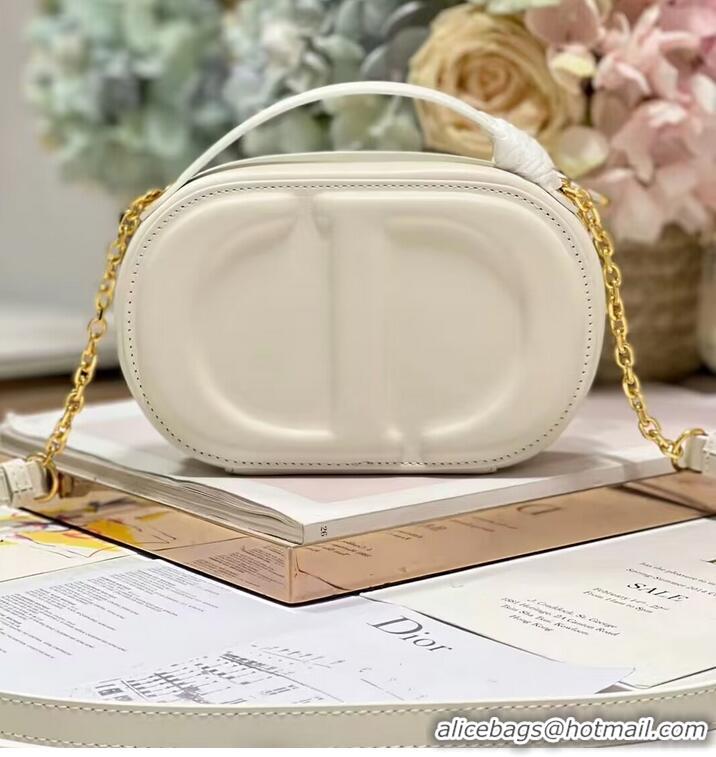 Top Quality CD SIGNATURE OVAL CAMERA BAG Calfskin with Embossed CD Signature S2201UMFV Latte