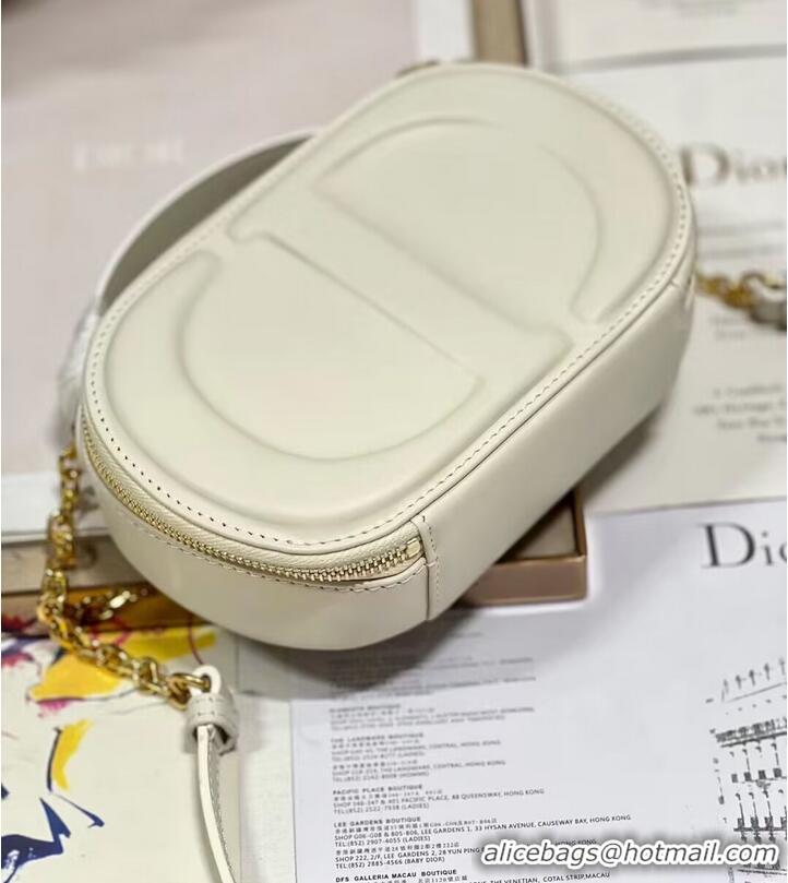 Top Quality CD SIGNATURE OVAL CAMERA BAG Calfskin with Embossed CD Signature S2201UMFV Latte