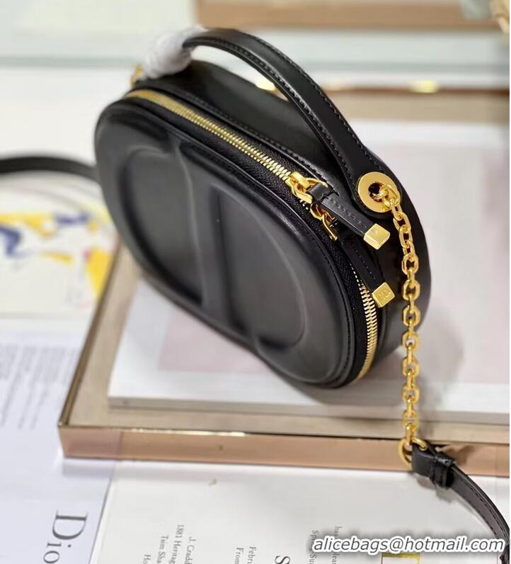 Discount DIOR SIGNATURE OVAL CAMERA BAG Calfskin with Embossed CD Signature S2201UMFV black