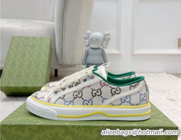 Best Price Gucci Tennis 1977 Sneakers in White GG canvas with crystals 420135