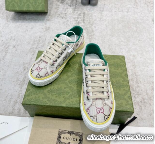 Best Price Gucci Tennis 1977 Sneakers in White GG canvas with crystals 420135