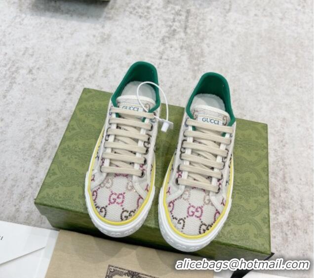 Best Price Gucci Tennis 1977 Sneakers in White GG canvas with crystals 420135