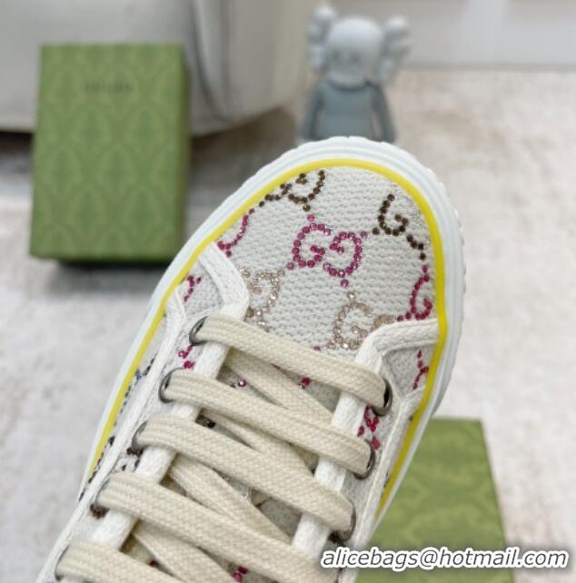 Best Price Gucci Tennis 1977 Sneakers in White GG canvas with crystals 420135