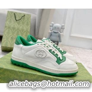 Purchase Gucci MAC80 Sneakers in Leather and Fabric White/Green 0420127