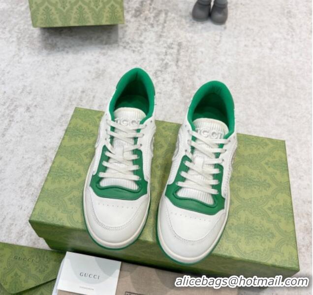 Purchase Gucci MAC80 Sneakers in Leather and Fabric White/Green 0420127