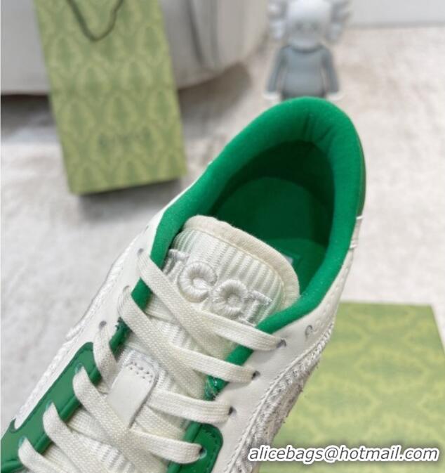 Purchase Gucci MAC80 Sneakers in Leather and Fabric White/Green 0420127