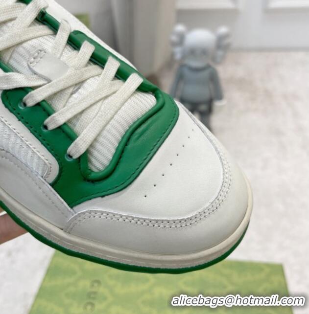 Purchase Gucci MAC80 Sneakers in Leather and Fabric White/Green 0420127