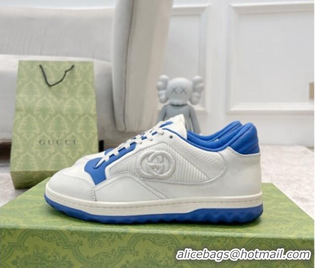 Good Quality Gucci MAC80 Sneakers in Leather and Fabric White/Blue 420128