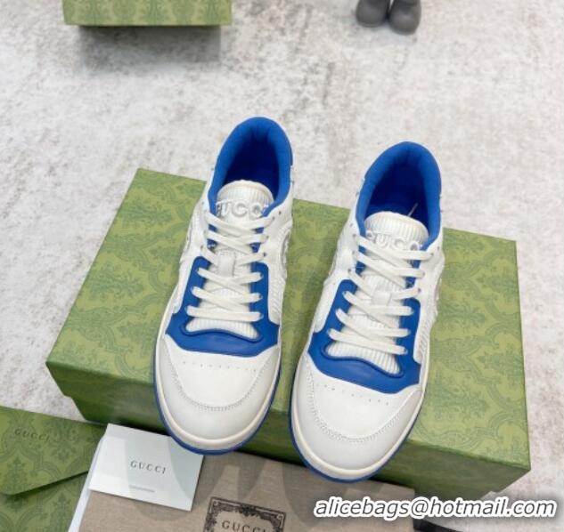 Good Quality Gucci MAC80 Sneakers in Leather and Fabric White/Blue 420128