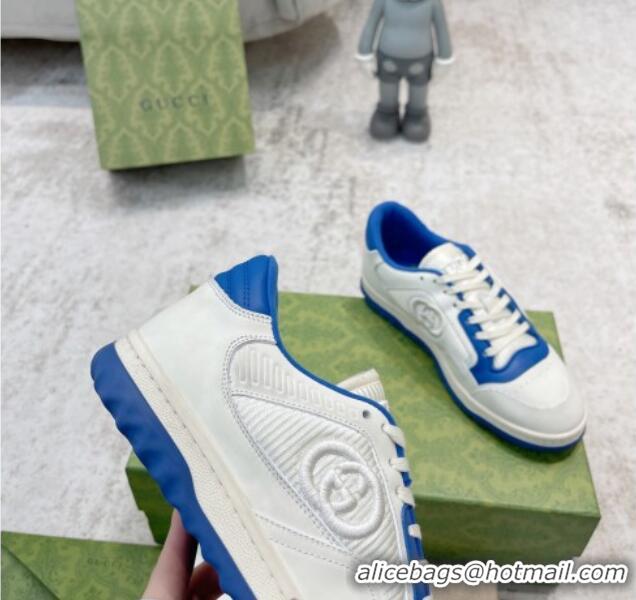 Good Quality Gucci MAC80 Sneakers in Leather and Fabric White/Blue 420128