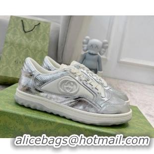 Pretty Style Gucci MAC80 Sneakers in Leather and Fabric Silver 0420129