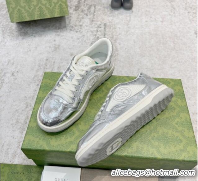 Pretty Style Gucci MAC80 Sneakers in Leather and Fabric Silver 0420129