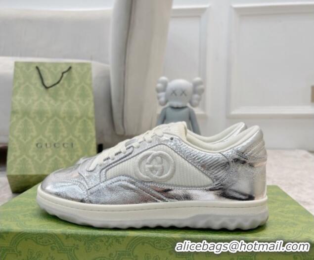 Pretty Style Gucci MAC80 Sneakers in Leather and Fabric Silver 0420129