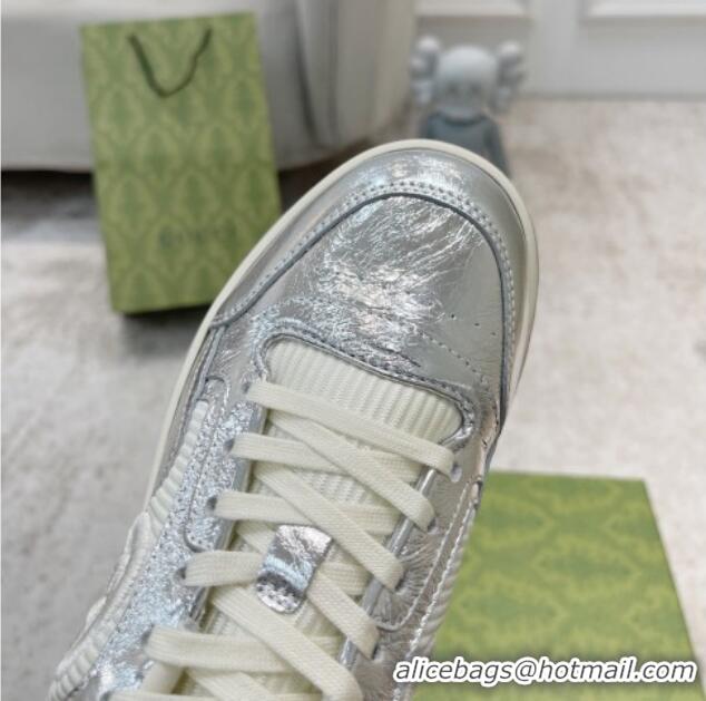 Pretty Style Gucci MAC80 Sneakers in Leather and Fabric Silver 0420129