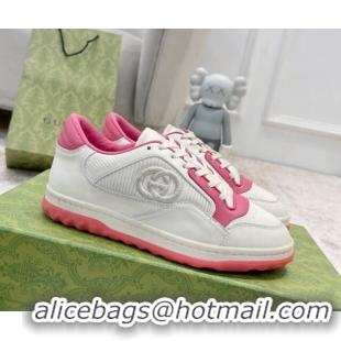 Classic Hot Gucci MAC80 Sneakers in Leather and Fabric White/Pink 0420130