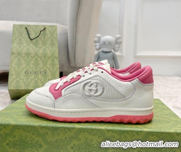 Classic Hot Gucci MAC80 Sneakers in Leather and Fabric White/Pink 0420130