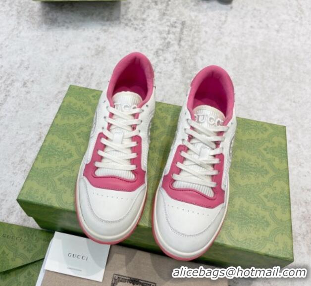 Classic Hot Gucci MAC80 Sneakers in Leather and Fabric White/Pink 0420130