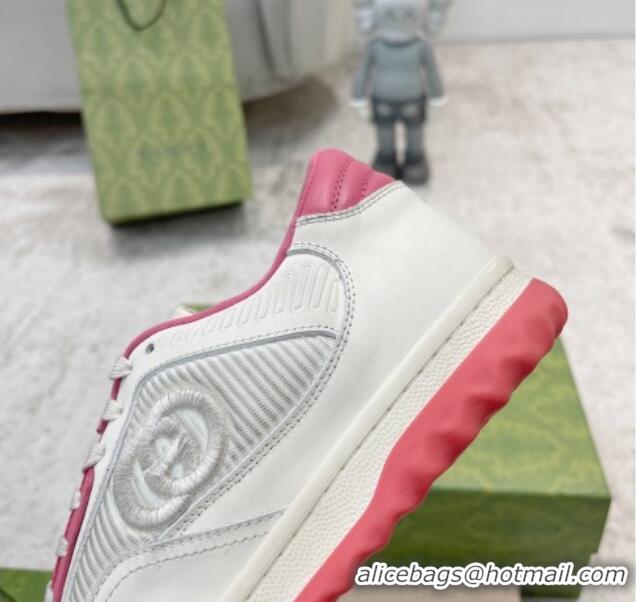 Classic Hot Gucci MAC80 Sneakers in Leather and Fabric White/Pink 0420130