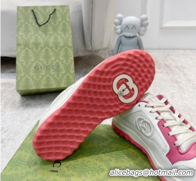 Classic Hot Gucci MAC80 Sneakers in Leather and Fabric White/Pink 0420130