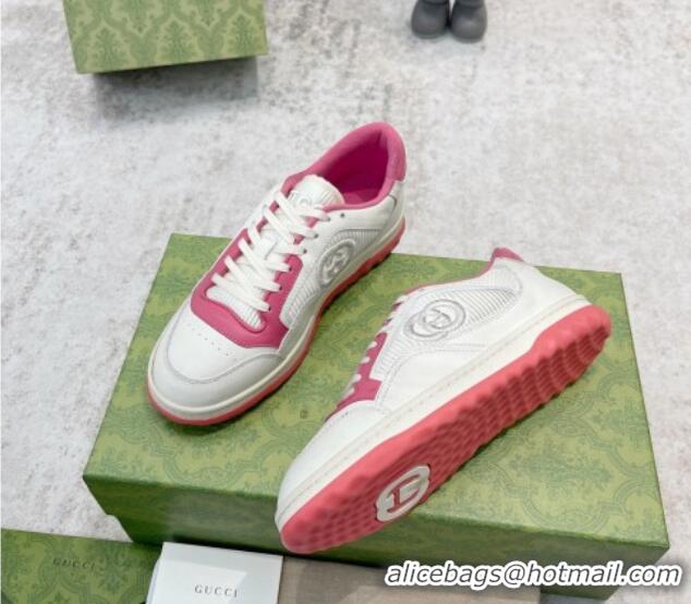 Classic Hot Gucci MAC80 Sneakers in Leather and Fabric White/Pink 0420130