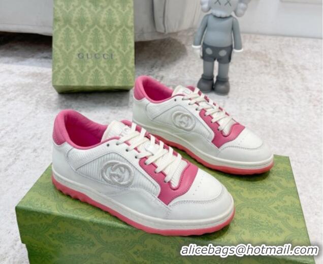 Classic Hot Gucci MAC80 Sneakers in Leather and Fabric White/Pink 0420130