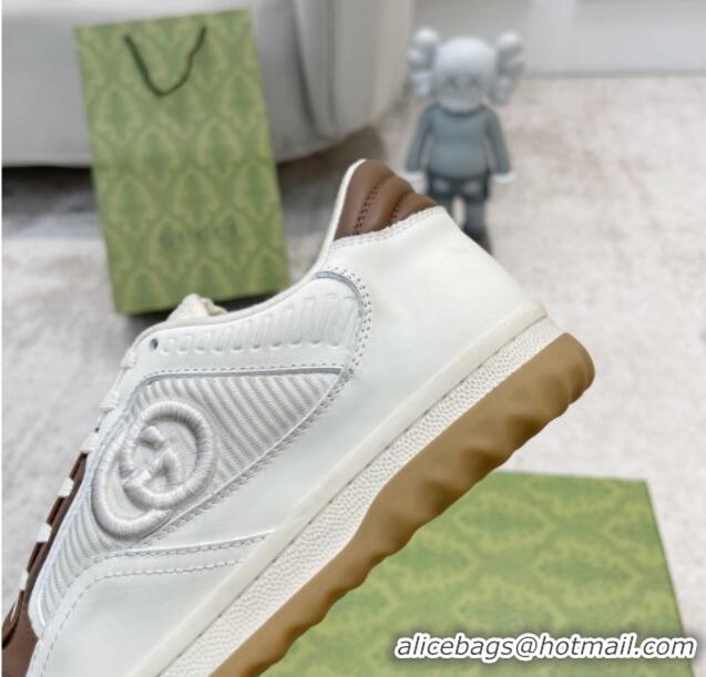 Classic Gucci MAC80 Sneakers in Leather and Fabric White/Brown 0420132