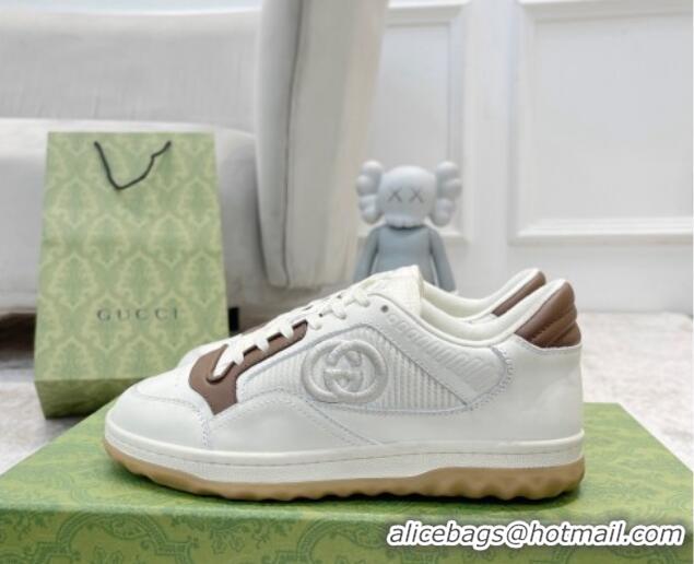 Classic Gucci MAC80 Sneakers in Leather and Fabric White/Brown 0420132