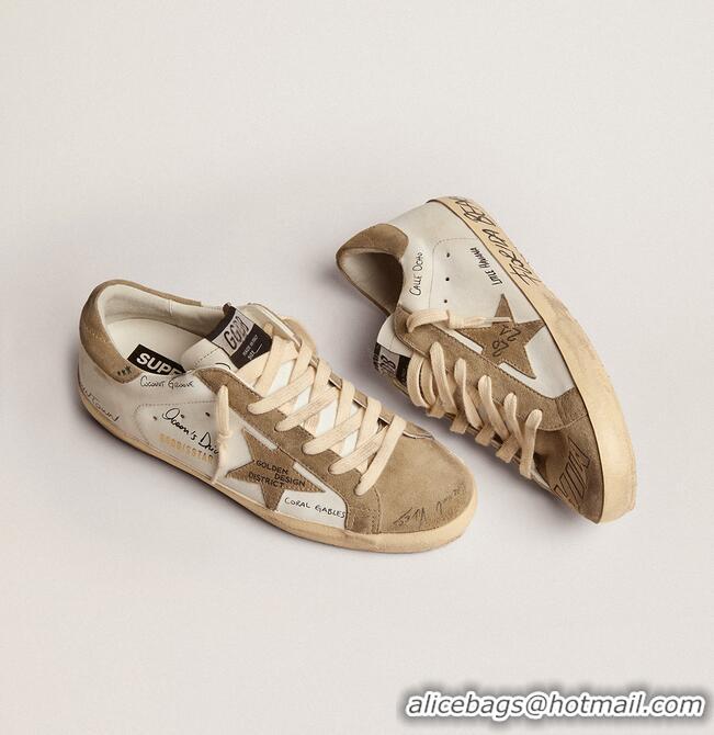 ​Top Quality Golden Goose Super-Star Sneakers In White Leather With Dove-gray Suede Inserts And All-over Black Lettering