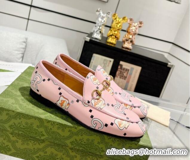 Best Product Gucci Animal Print Leather Loafers Pink 607058