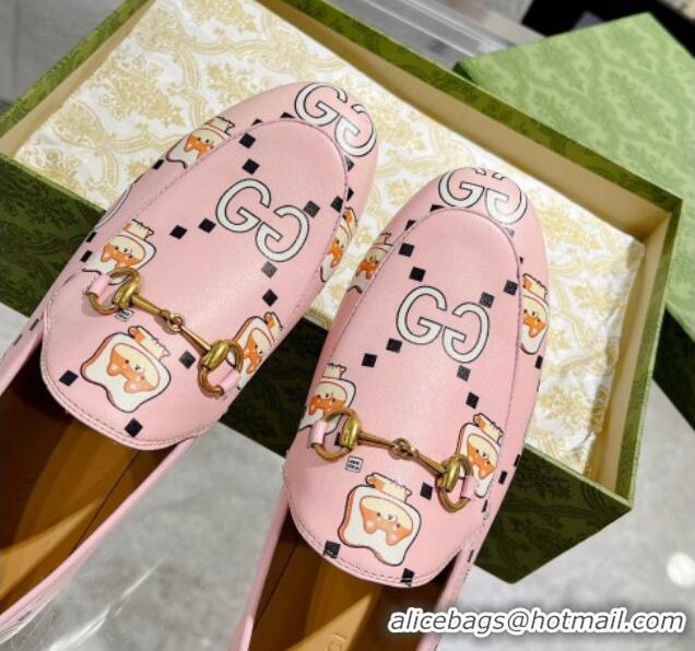 Best Product Gucci Animal Print Leather Loafers Pink 607058