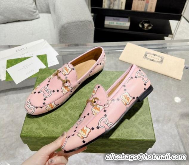 Best Product Gucci Animal Print Leather Loafers Pink 607058