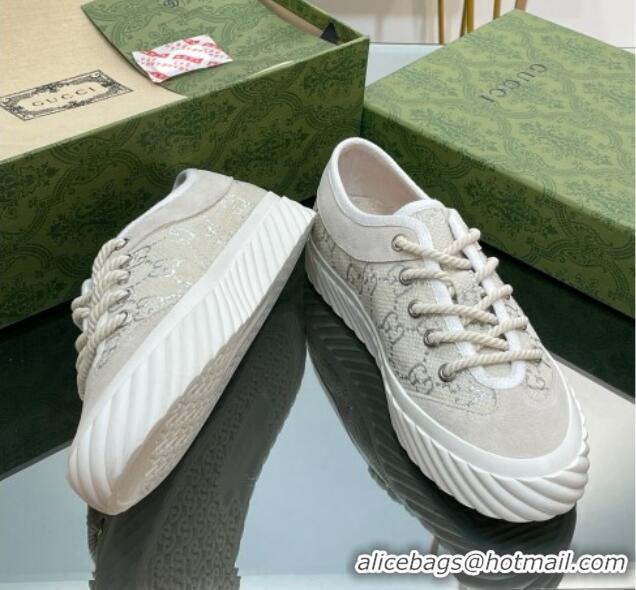 Unique Style Gucci GG Canvas Low top Sneakers Cream White 607066