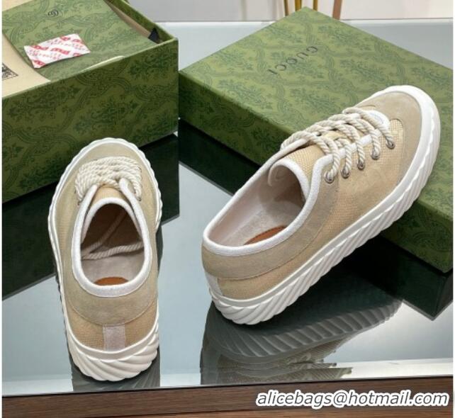 Top Grade Gucci GG Canvas Low top Sneakers Apricot 607068