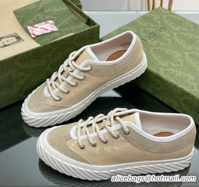 Top Grade Gucci GG Canvas Low top Sneakers Apricot 607068