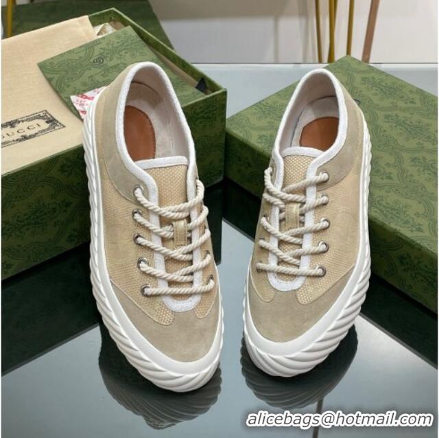 Top Grade Gucci GG Canvas Low top Sneakers Apricot 607068