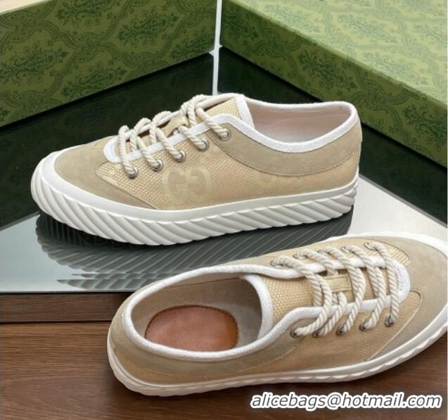 Top Grade Gucci GG Canvas Low top Sneakers Apricot 607068