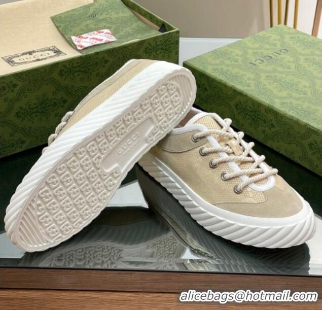 Top Grade Gucci GG Canvas Low top Sneakers Apricot 607068