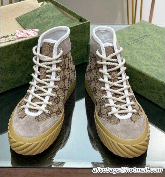 Best Price Gucci GG Canvas High top Sneakers Beige 607070