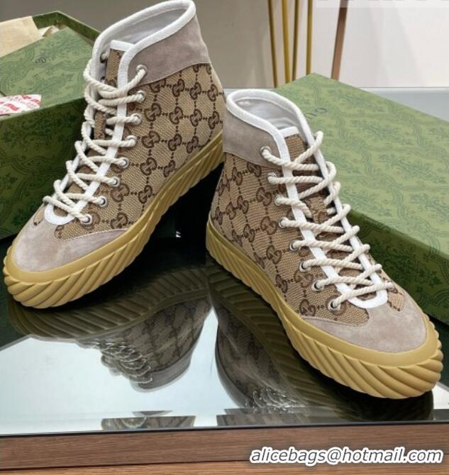 Best Price Gucci GG Canvas High top Sneakers Beige 607070