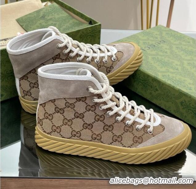 Best Price Gucci GG Canvas High top Sneakers Beige 607070