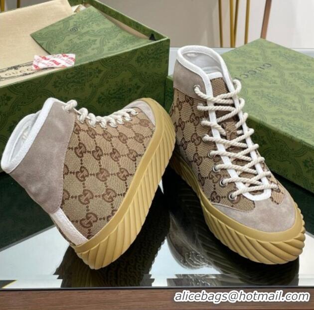 Best Price Gucci GG Canvas High top Sneakers Beige 607070